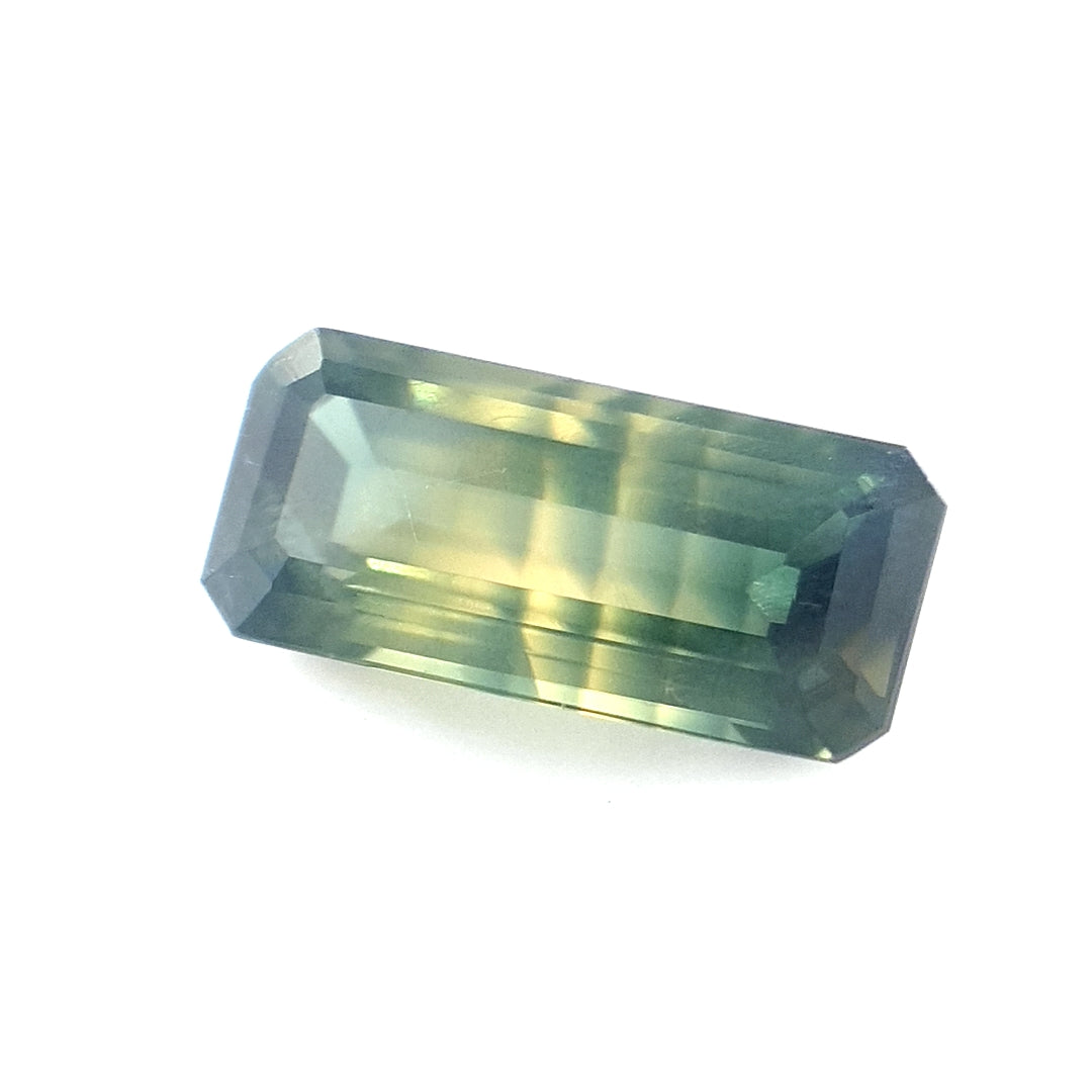 1.17ct Australian Sapphire, Parti, Yellow, Green, Teal, Blue - Emerald Cut