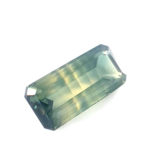 1.17ct Australian Sapphire, Parti, Yellow, Green, Teal, Blue - Emerald Cut
