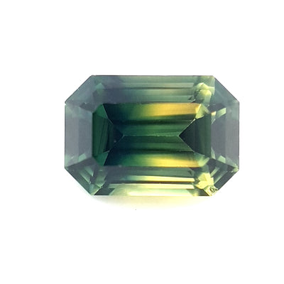 1.07ct Australian Sapphire, Parti, Blue, Yellow, Green - Emerald Cut