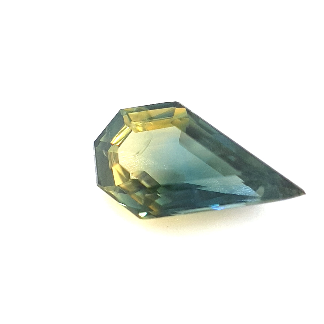 1.06ct Australian Sapphire, Blue, Teal Parti - Hexagon Pear