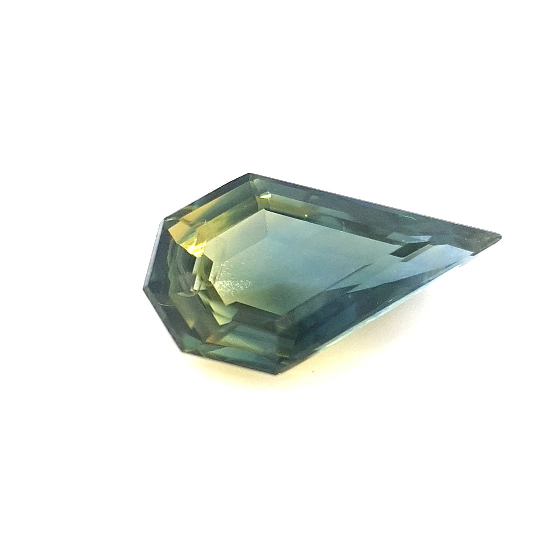 1.06ct Australian Sapphire, Blue, Teal Parti - Hexagon Pear