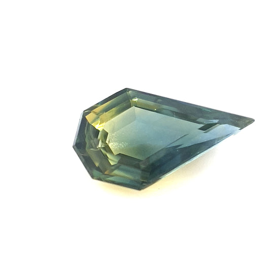 1.06ct Australian Sapphire, Blue, Teal Parti - Hexagon Pear