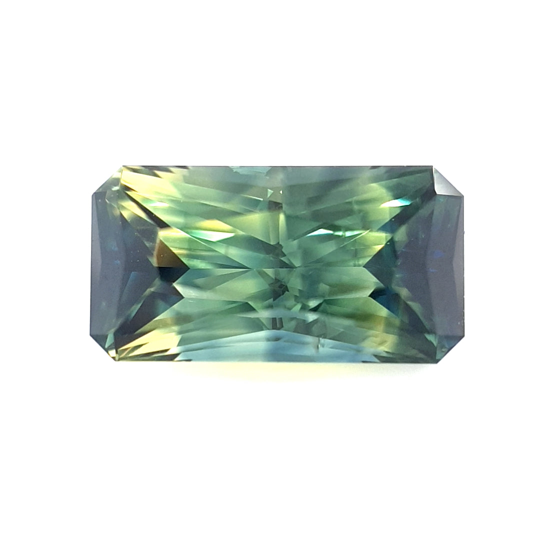 2.94ct Australian Sapphire, Parti, Teal, Blue, Yellow, Green - Radiant