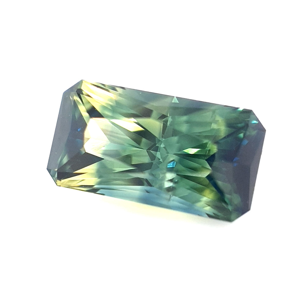 2.94ct Australian Sapphire, Parti, Teal, Blue, Yellow, Green - Radiant
