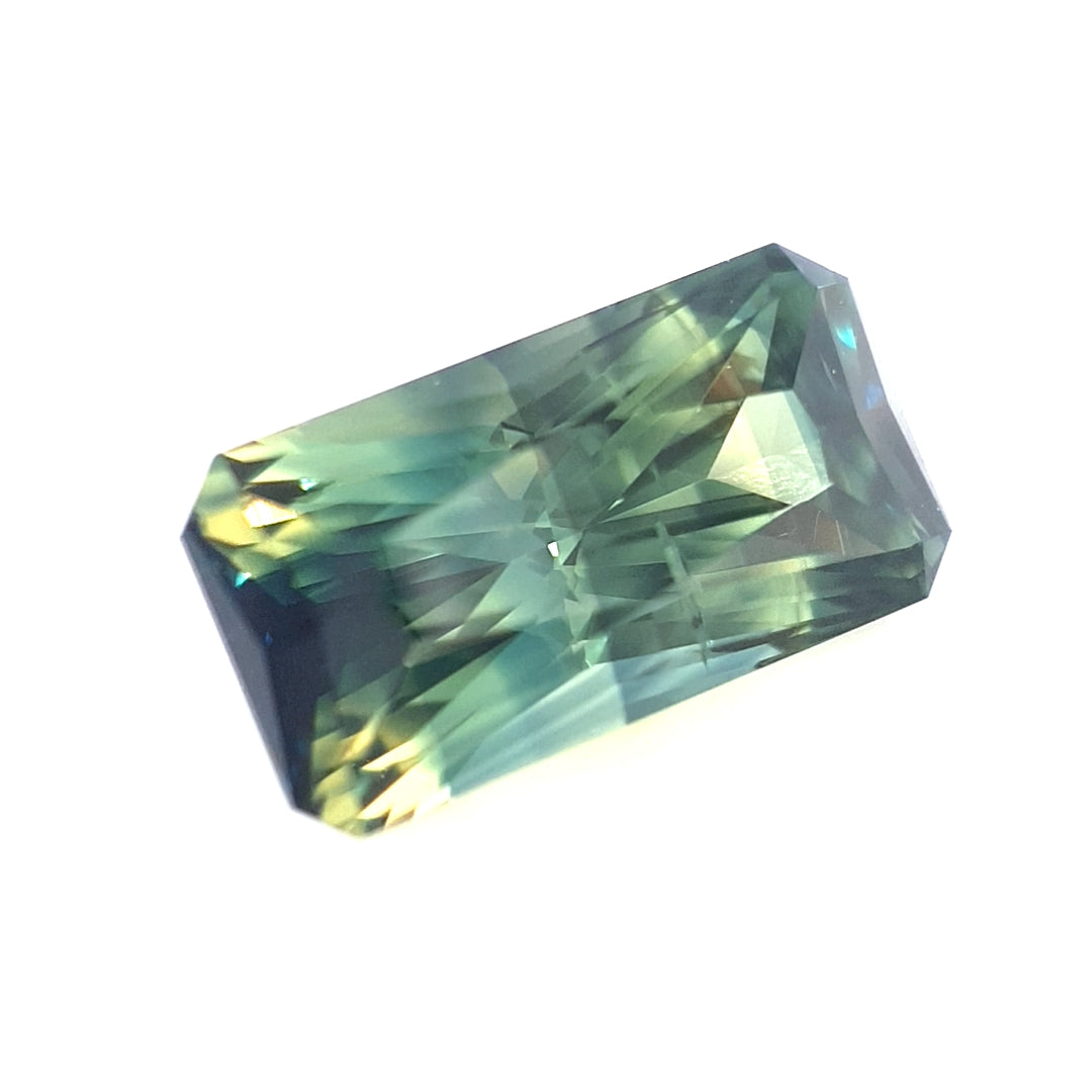 2.94ct Australian Sapphire, Parti, Teal, Blue, Yellow, Green - Radiant