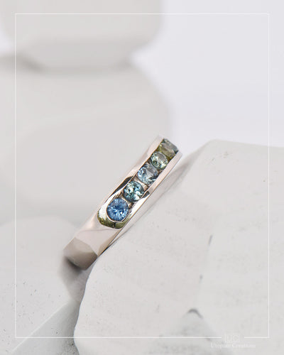 Channel Eternity Ring - Australian Sapphires - Yellow, Blue, Teal, Green