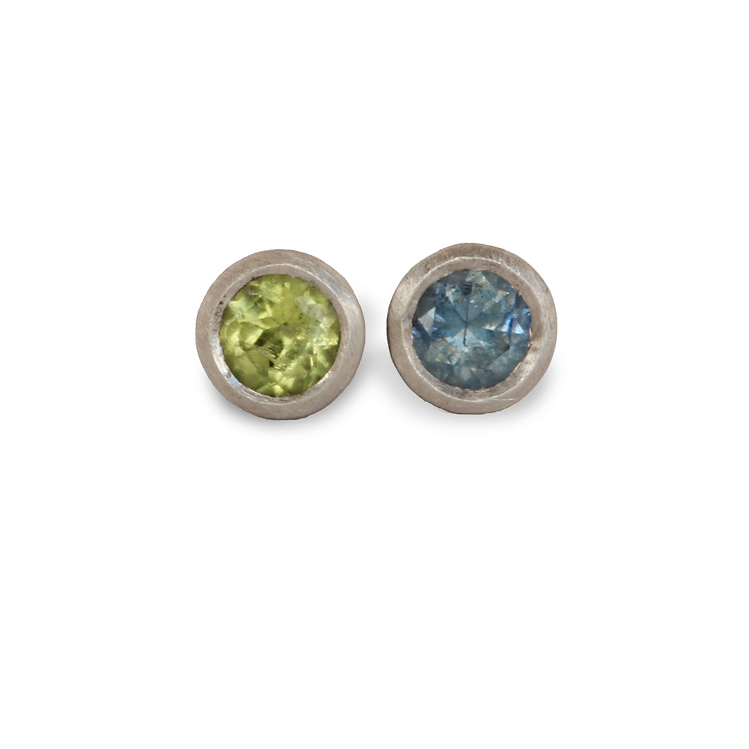 Toi Et Moi Earrings, 0.16ct Australian 9k White Gold, Parti Sapphires, Blue-Green