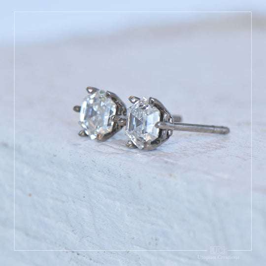 Lab Diamond Hexagon Earrings, 1.00ct Australian 18k White Gold