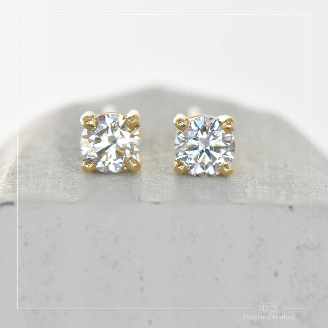Four Claw Stud Earrings, Lab Diamonds, 0.34ct, Australian 18k Yellow Gold