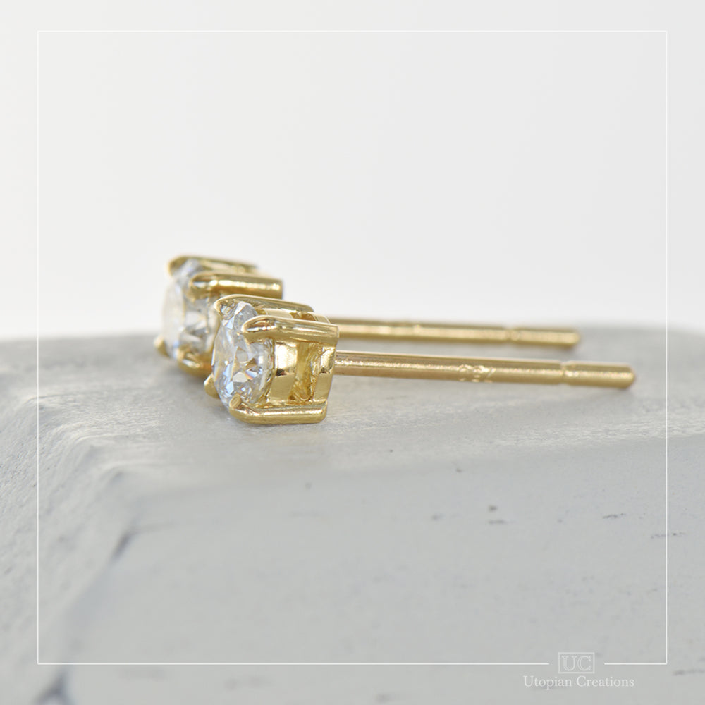 Four Claw Stud Earrings, Lab Diamonds, 0.34ct, Australian 18k Yellow Gold