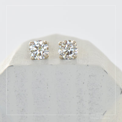 Four Claw Stud Earrings, Australian Argyle Diamonds, 0.61ct, Australian 18k White Gold