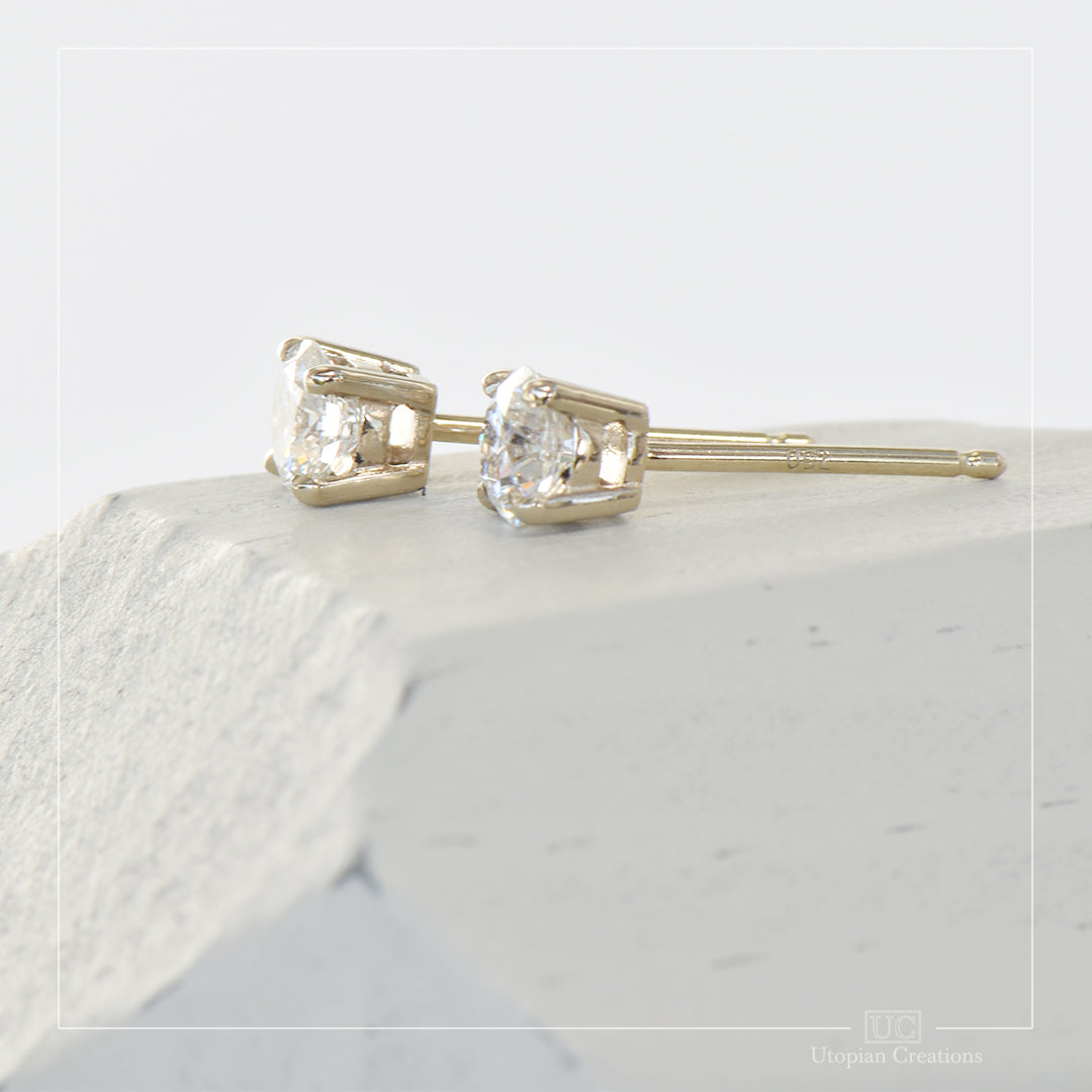 Four Claw Stud Earrings, Australian Argyle Diamonds, 0.61ct, Australian 18k White Gold