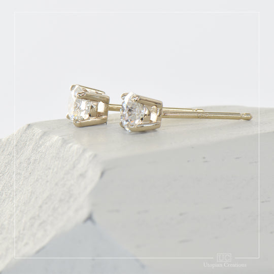 Four Claw Stud Earrings, Australian Argyle Diamonds, 0.61ct, Australian 18k White Gold