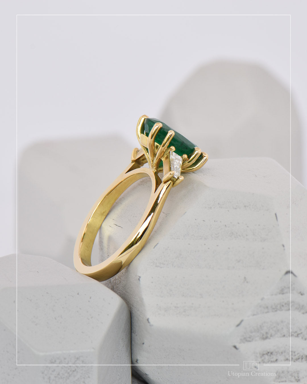 Emerald Trilogy with tapered baguette diamonds