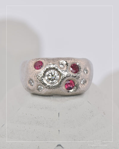 Melted Glacier ring featuring Rubies and Diamonds