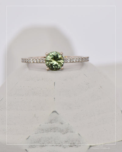 Horizon Ring Green Australian Sapphire and Diamonds