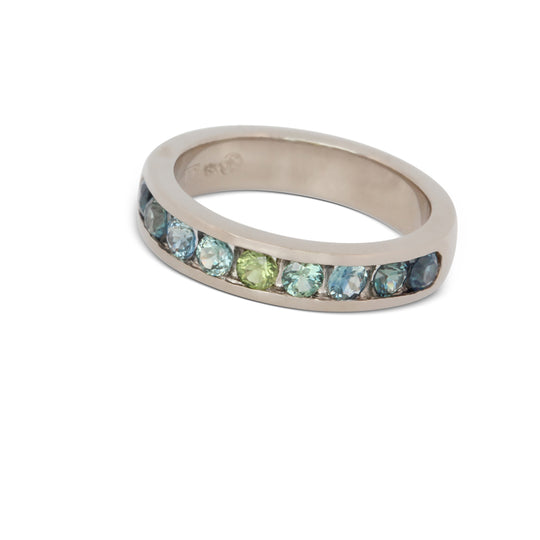 Channel Eternity Ring - Australian Sapphires - Yellow, Blue, Teal, Green.