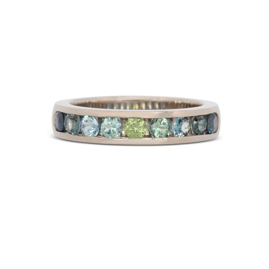 Channel Eternity Ring - Australian Sapphires - Yellow, Blue, Teal, Green.
