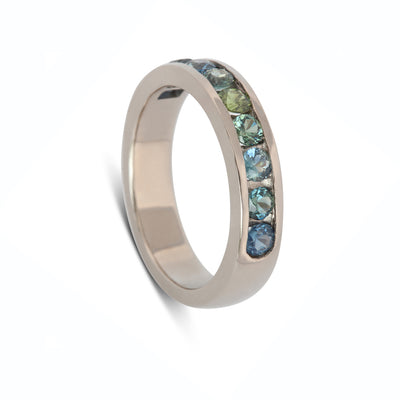 Channel Eternity Ring - Australian Sapphires - Yellow, Blue, Teal, Green.