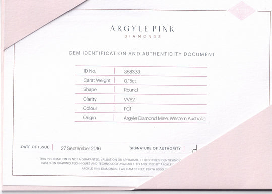 0.15ct Pink PC1 VVS2 Australian Argyle Diamond - Round