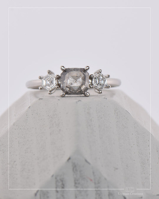 Calla - Asscher Salt and Pepper Diamond