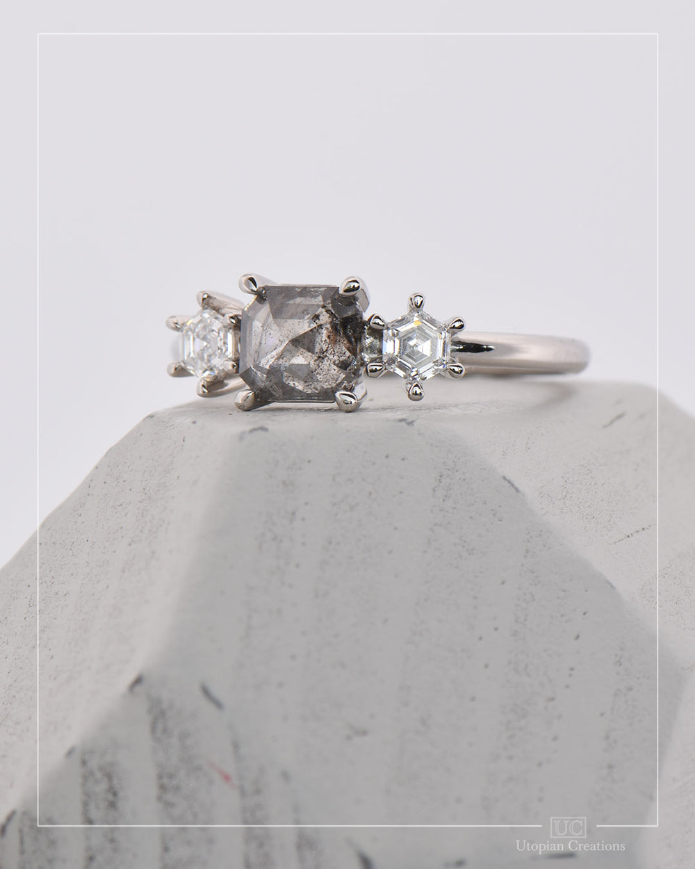 Calla - Asscher Salt and Pepper Diamond