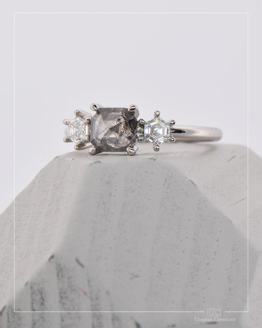Calla - Asscher Salt and Pepper Diamond