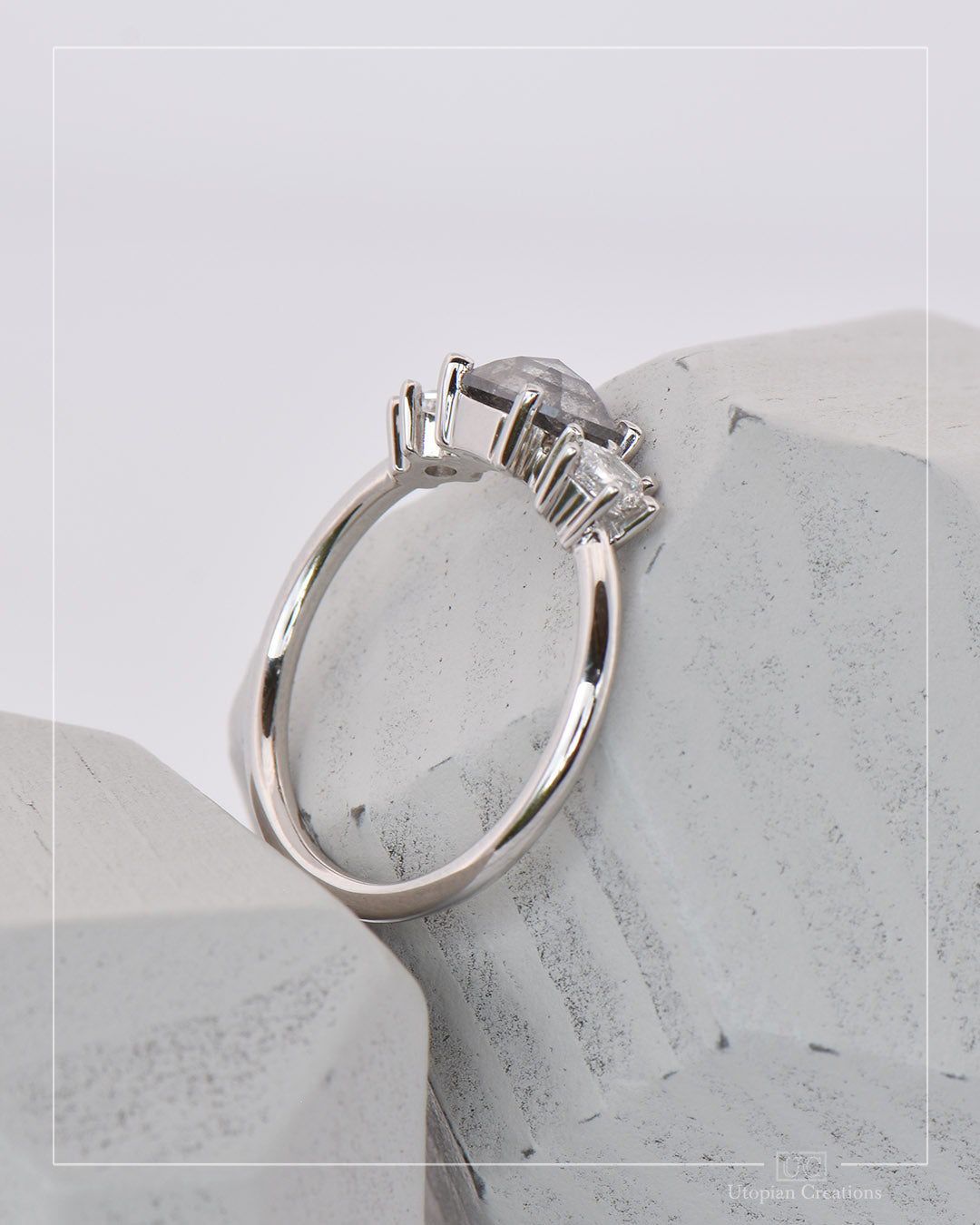 Calla - Asscher Salt and Pepper Diamond
