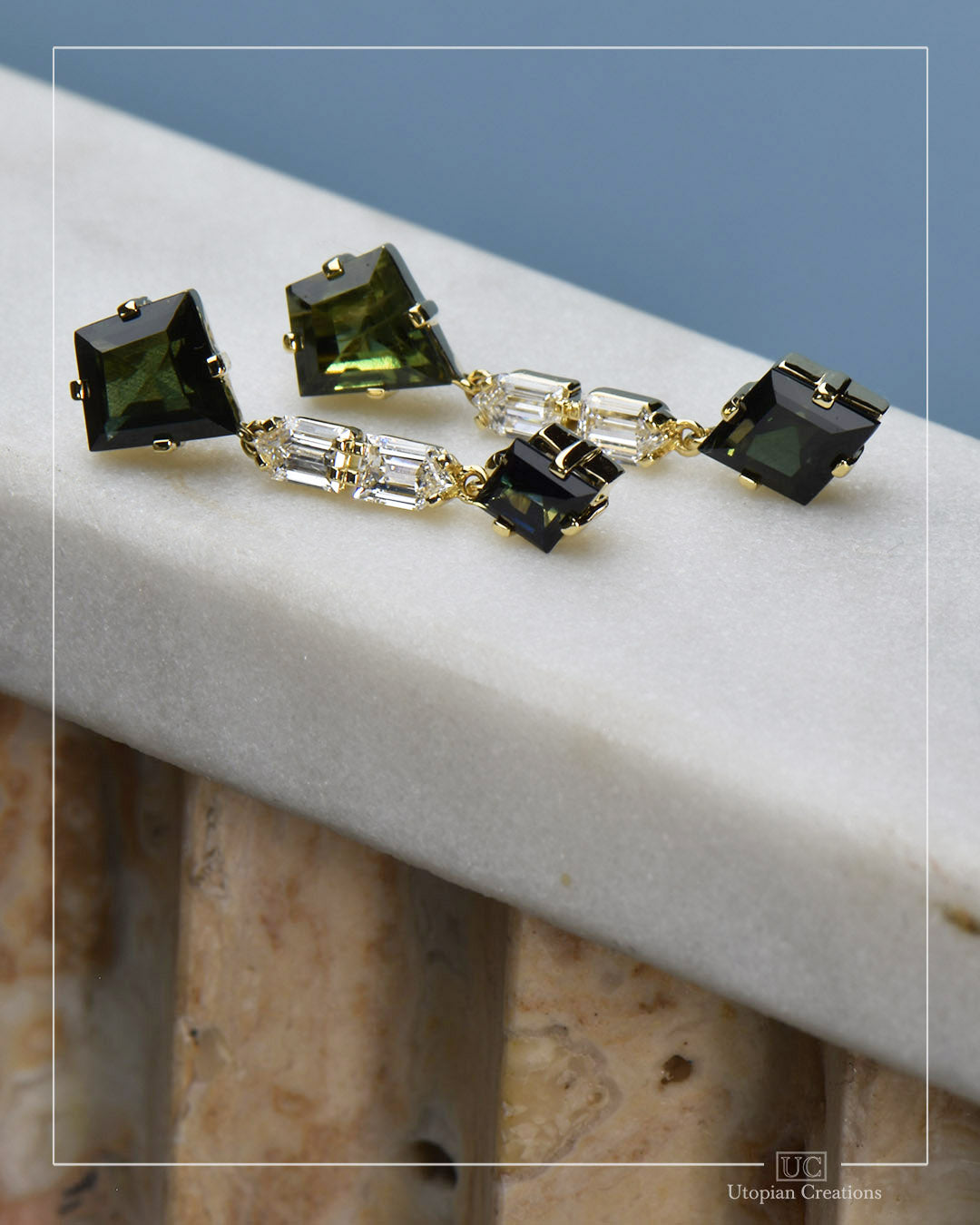 Nova earrings - Australian Sapphires and Lab diamonds