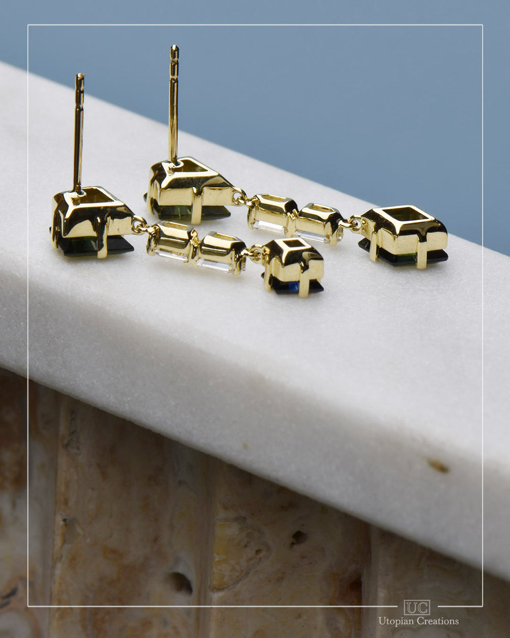 Nova earrings - Australian Sapphires and Lab diamonds