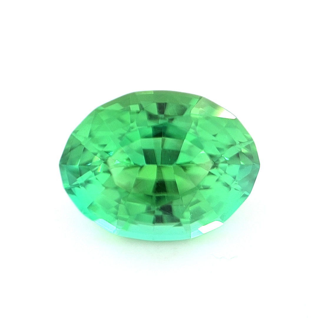 3.36ct Nigerian Tourmaline, Neon Green, Teal - Oval Cut