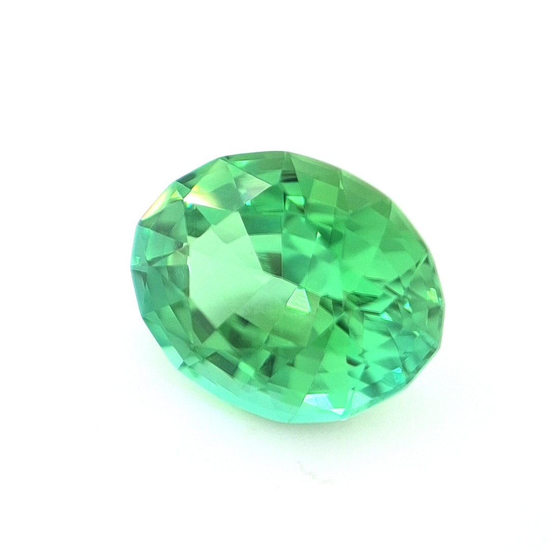 3.36ct Nigerian Tourmaline, Neon Green, Teal - Oval Cut