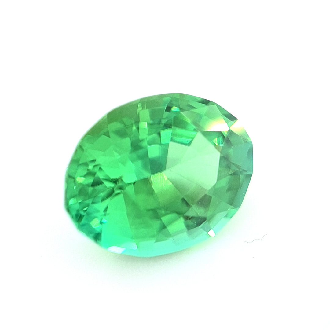 3.36ct Nigerian Tourmaline, Neon Green, Teal - Oval Cut