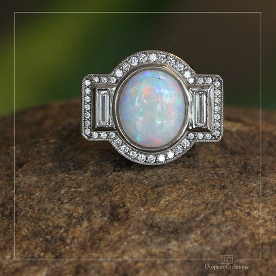 Opal and Diamond Cocktail Ring