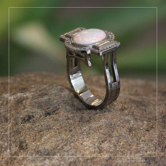 Opal and Diamond Cocktail Ring