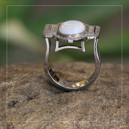 Opal and Diamond Cocktail Ring