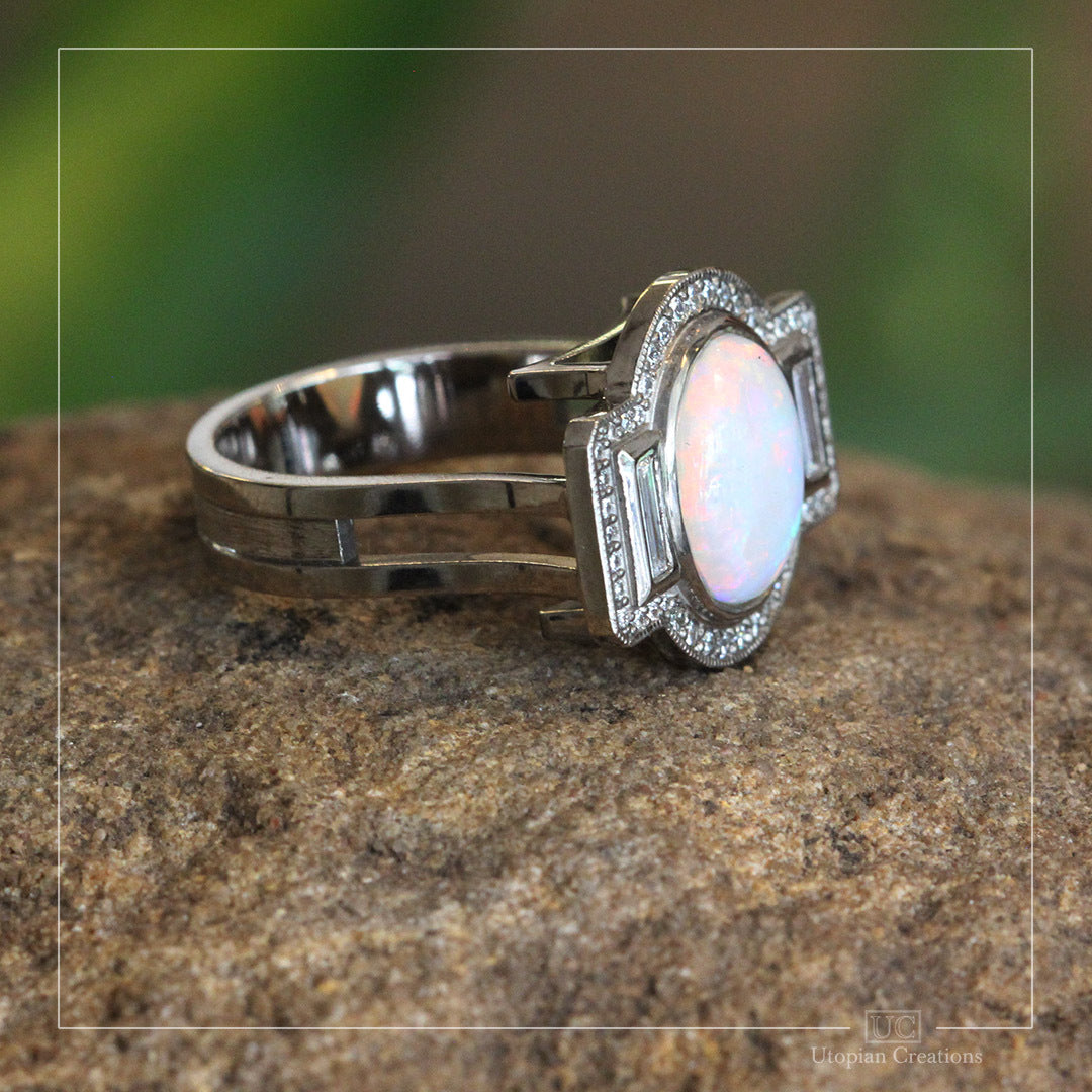 Opal and Diamond Cocktail Ring