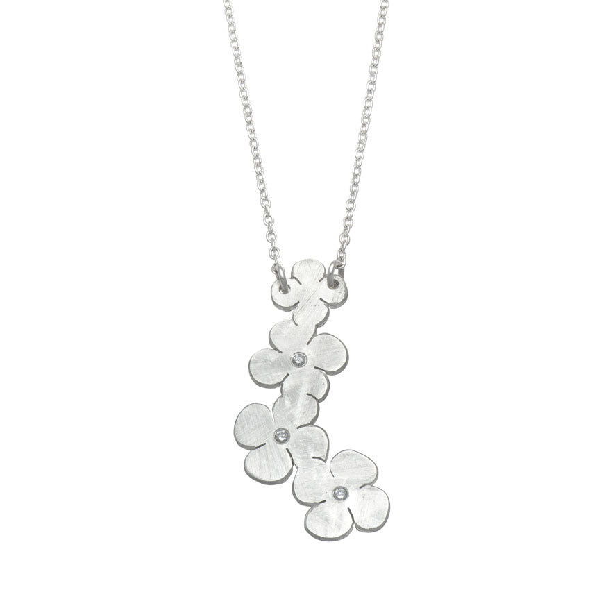 Menzies' Wallflower Pendant, trilogy - Sterling silver and Diamonds