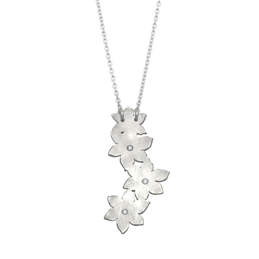 Metallic Sun Orchid Pendant, Trilogy - Sterling silver and Diamonds