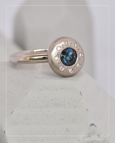 Pebble Halo Ring Australian Sapphire 0.59ct and Diamonds