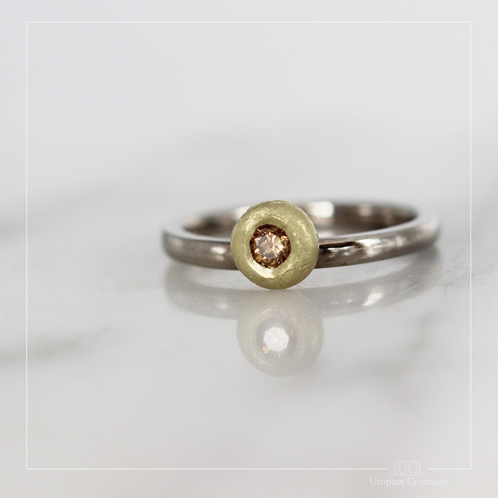 Pebble Ring, 0.14ct Australian Argyle Champagne Diamond