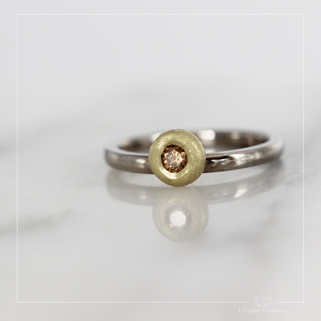 Pebble Ring, 0.14ct Australian Argyle Champagne Diamond