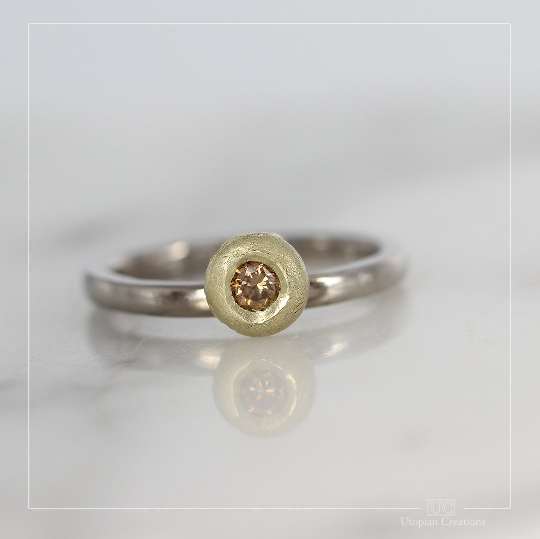 Pebble Ring, 0.14ct Australian Argyle Champagne Diamond