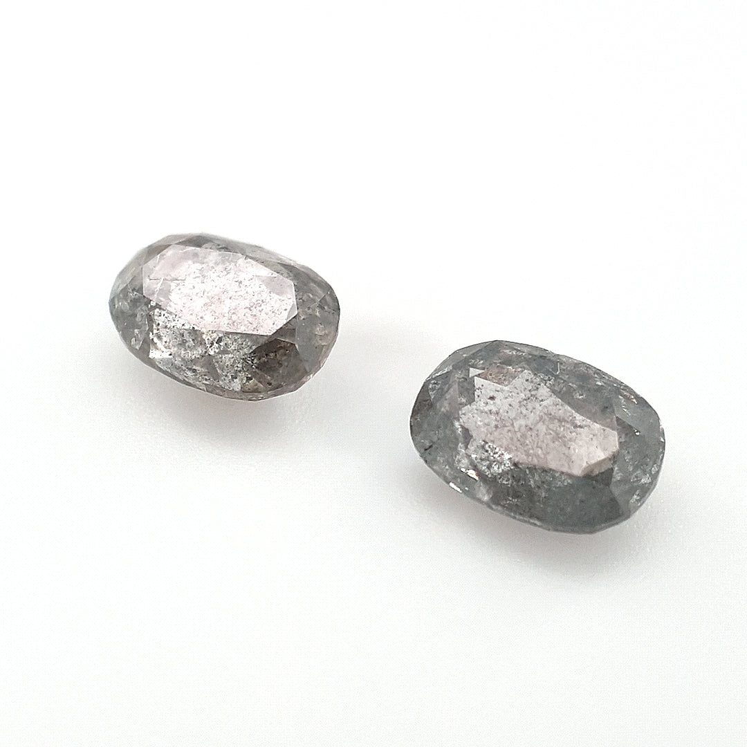 1.58ct Australian Argyle Salt and Pepper Diamond Pair - Oval
