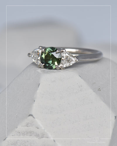 Casuari - Australian Green Teal Sapphire & Diamond Foundry Lab Diamonds