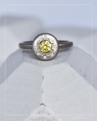 Pebble Halo Ring Australian Sapphire 0.36ct and Diamonds