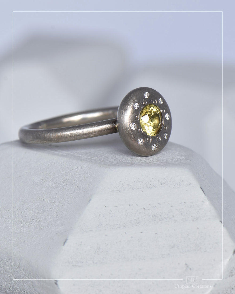Pebble Halo Ring Australian Sapphire 0.36ct and Diamonds