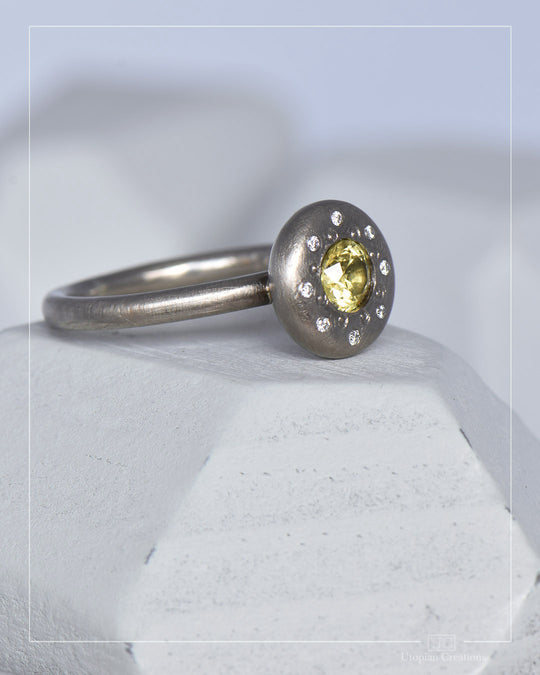 Pebble Halo Ring Australian Sapphire 0.36ct and Diamonds