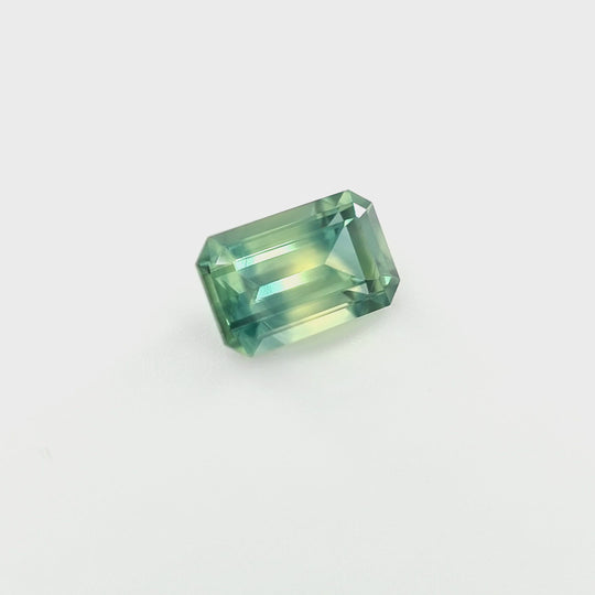 0.74ct Australian Parti Sapphire, Blue, Yellow, Teal - Emerald cut