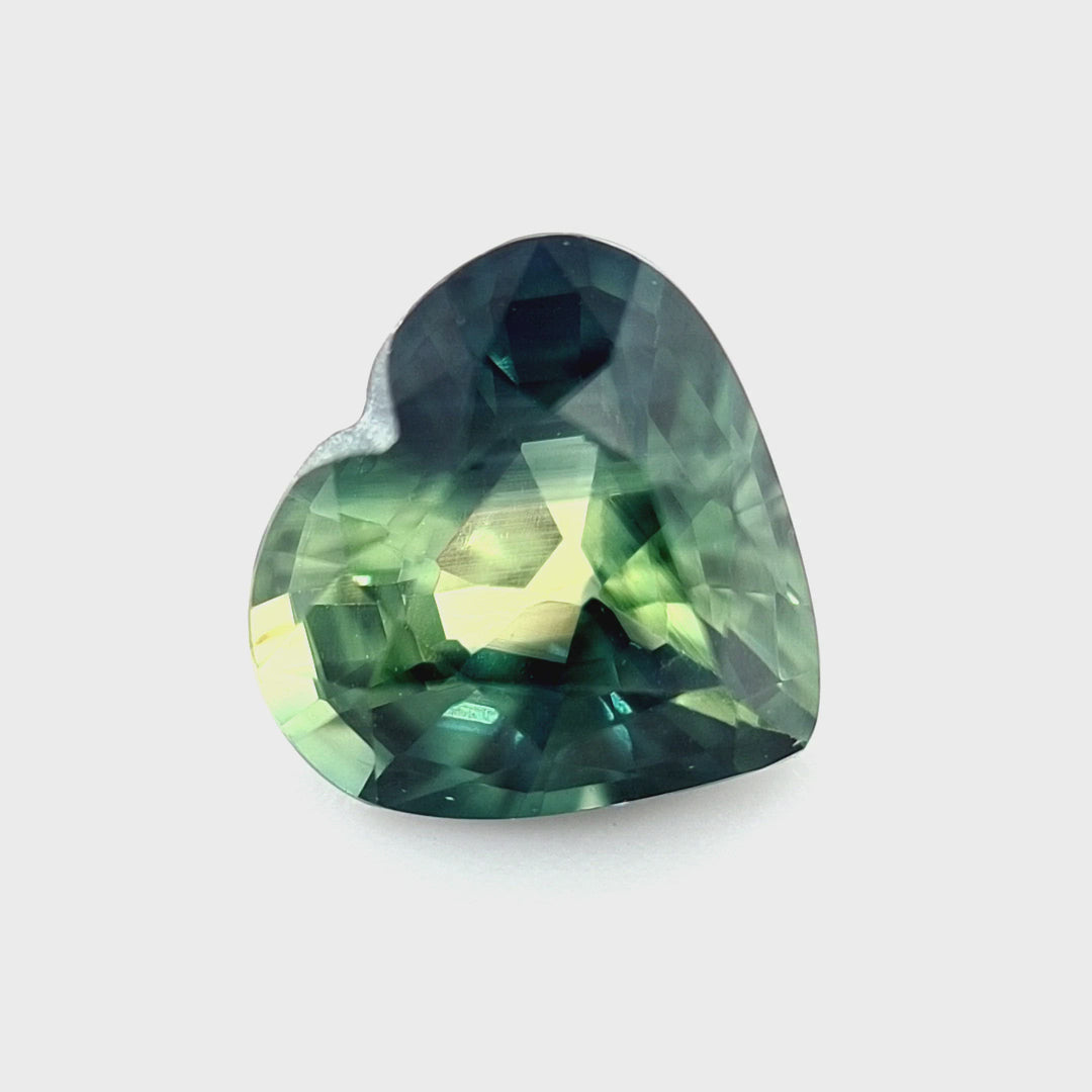 1.11ct Australian Sapphire, Parti Blue, Yellow, Green, Teal - Heart